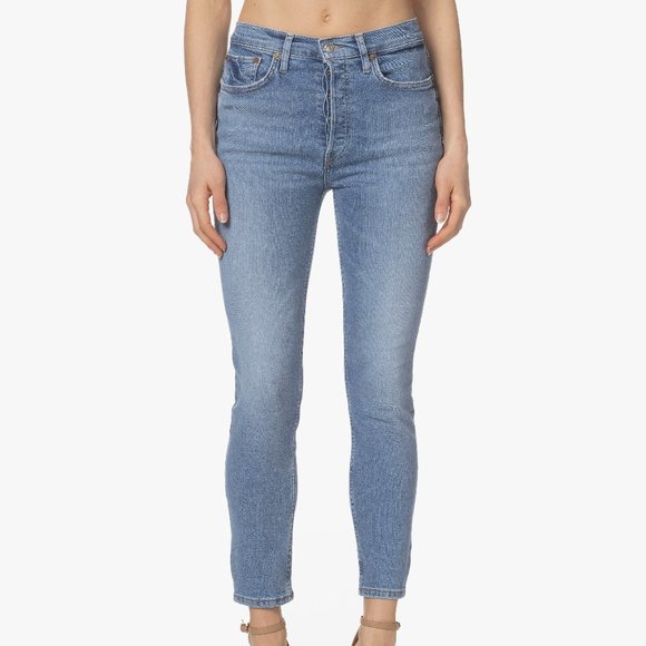 Re/Done 90s High Rise Ankle Crop Jeans Light Stone 27 - Picture 1 of 6